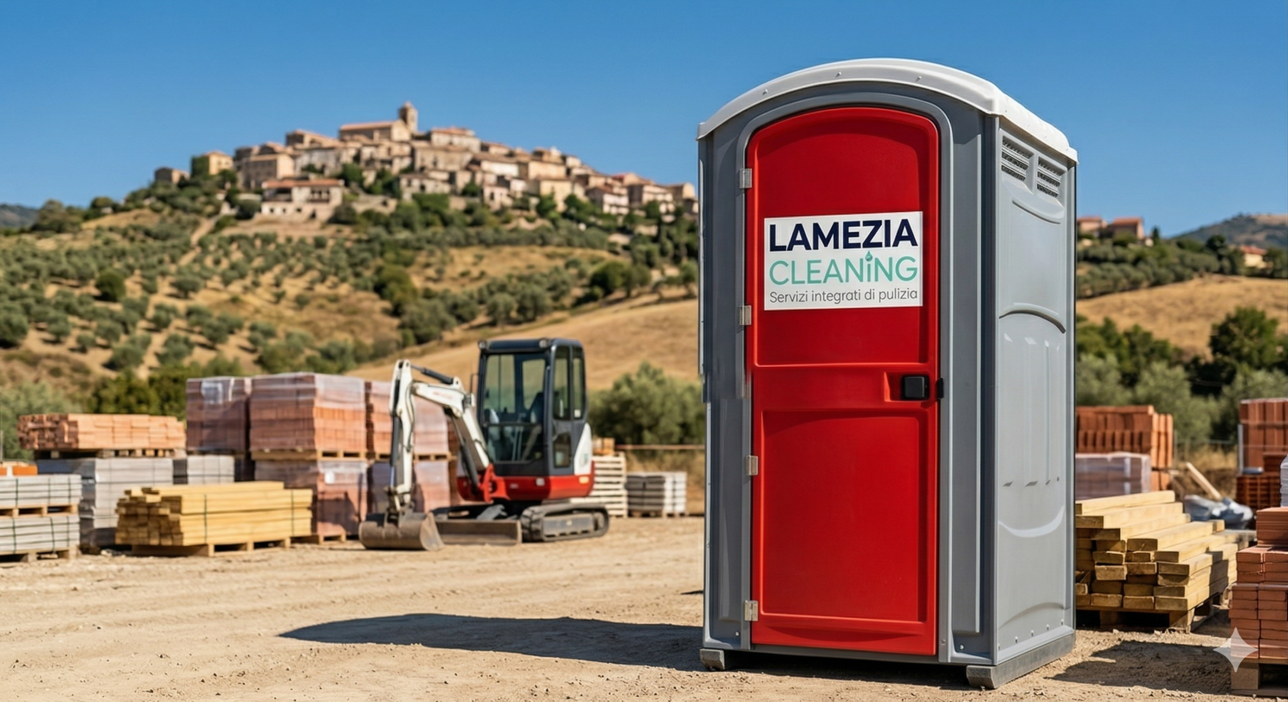 Bagno chimico Lamezia Cleaning in cantiere edile - Noleggio servizi igienici certificati provincia Catanzaro