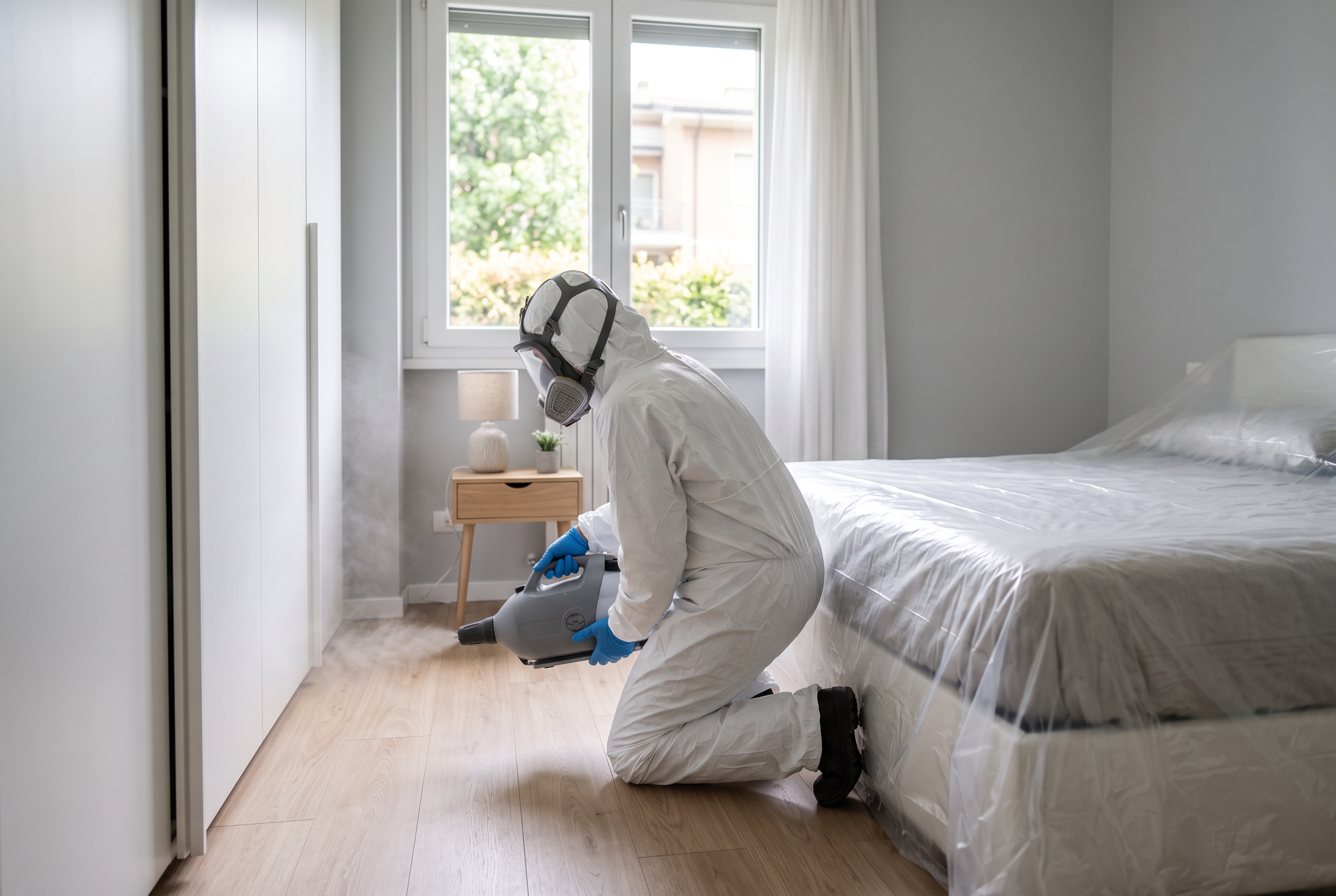 Fumigazione camera da letto Trattamento di fumigazione in camera da letto lungo battiscopa e armadio
